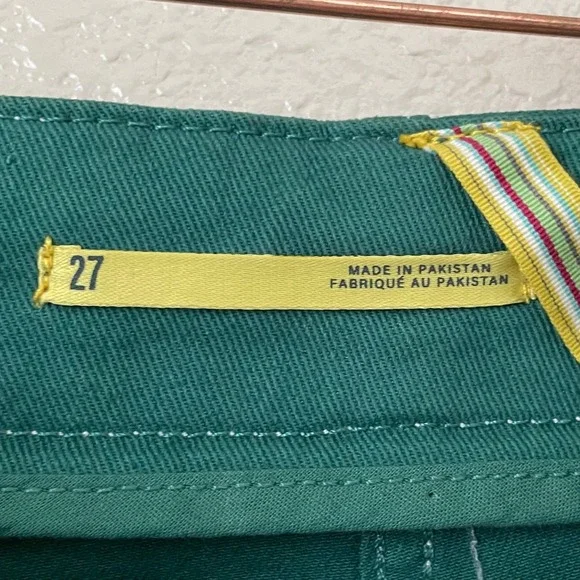 Anthropologie Maeve Pants Womens 27 Green Delaney Wide Leg Stitched High Rise - Picture 10 of 12